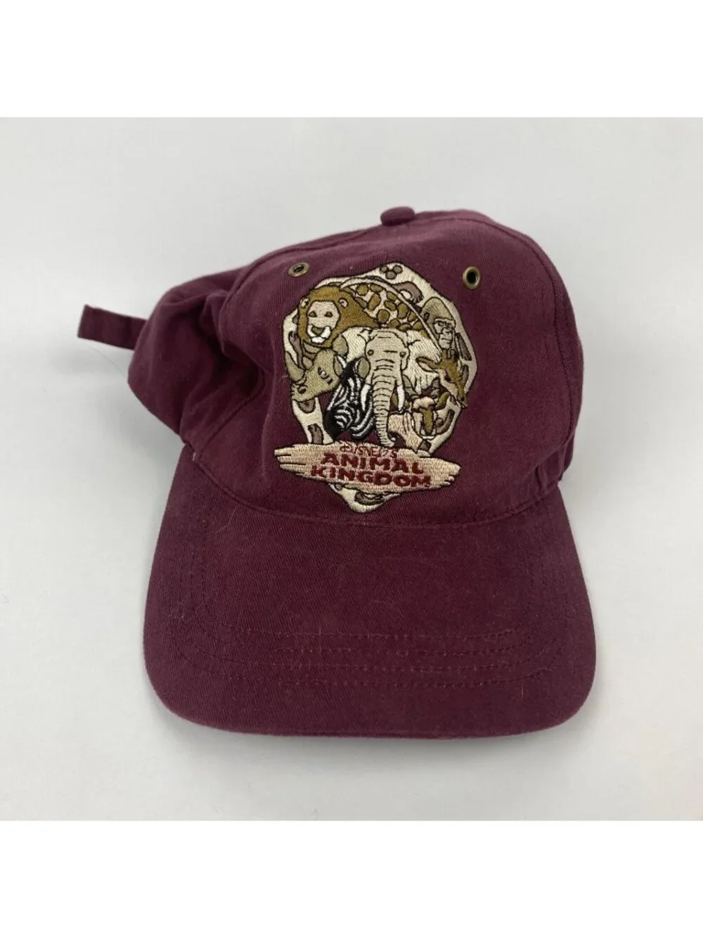 Walt Disney World Animal Kingdom Vtg Y2K Maroon Strap Back Light Hat Adult OS